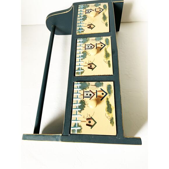 3 Drawer Hand Painted Shelf and Towel Hanger Country Farmhouse - Picture 2 of 7